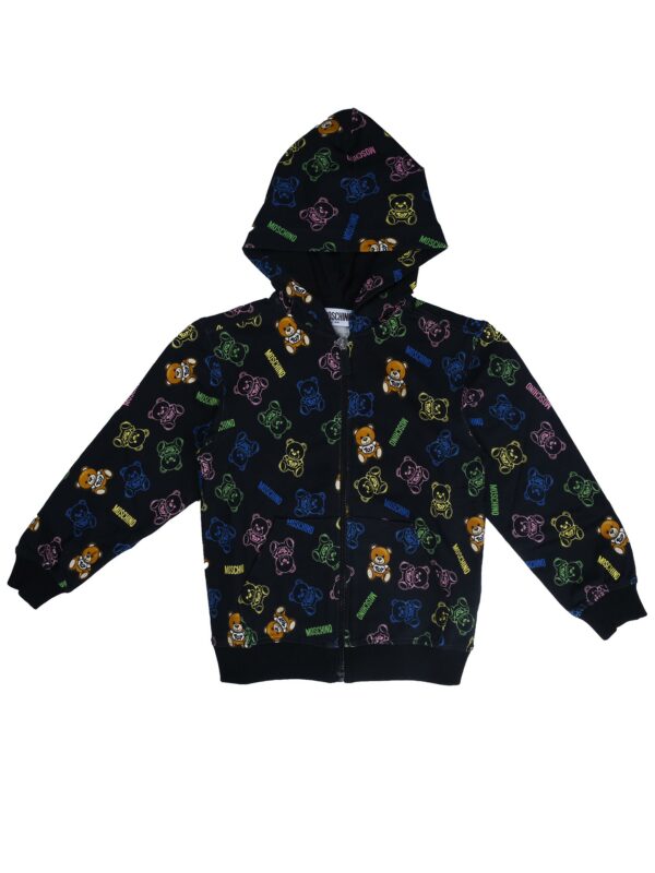 FELPA FULL ZIP NERA STAMPA ORSI