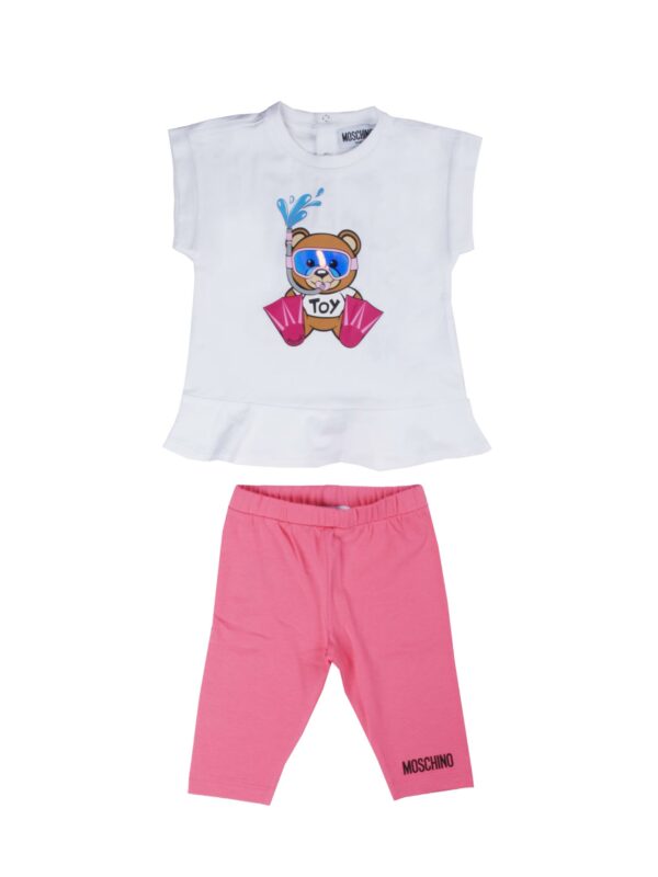T SHIRT+LEGGINGS WHITE/CAMELLIA ROSE