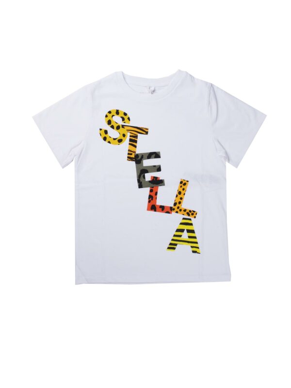 T-SHIRT SCRITTA STELLA ANIMAL BIANCO