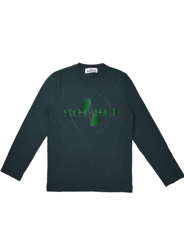T SHIRT MANICA LUNGA VERDONE LOGO VERDE