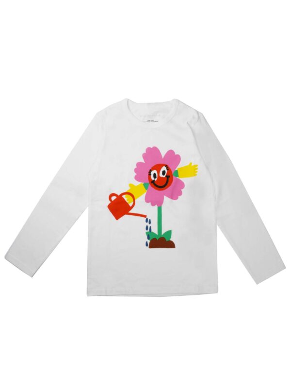T SHIRT BIANCO MANICA LUNGA STAMPA FIORE