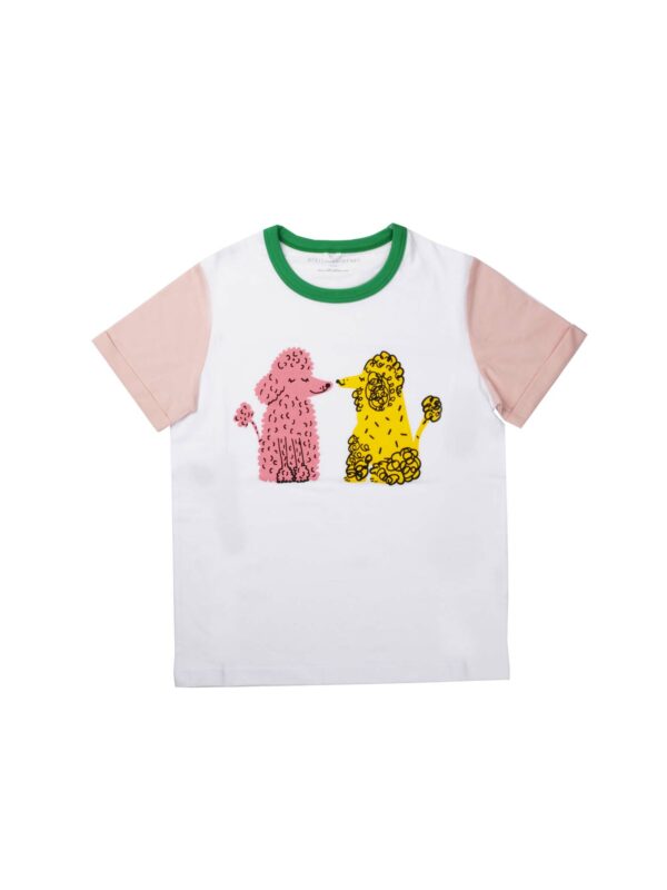 T SHIRT BIANCO MANICA CORTA STAMPA CANI