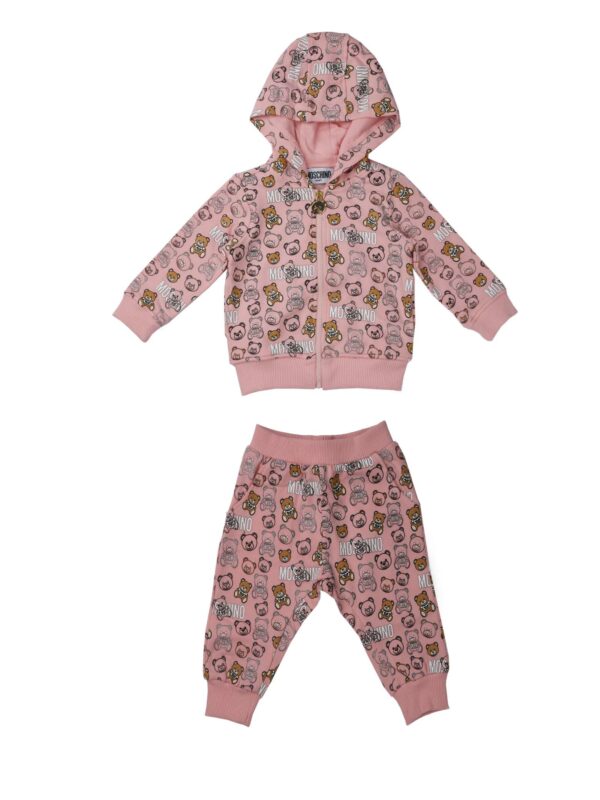 FELPA CON ZIP + PANTALONE ROSA STAMPATO