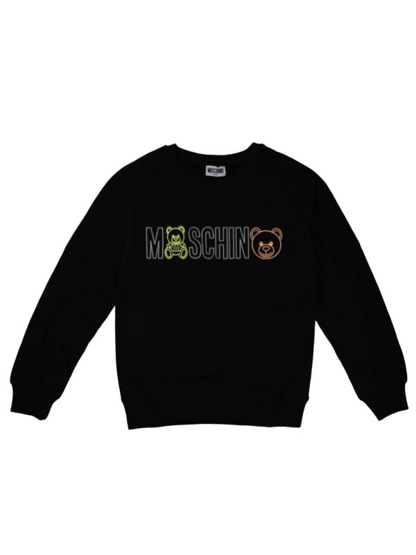 FELPA NERA GIROCOLLO CON SCRITTA LOGO
