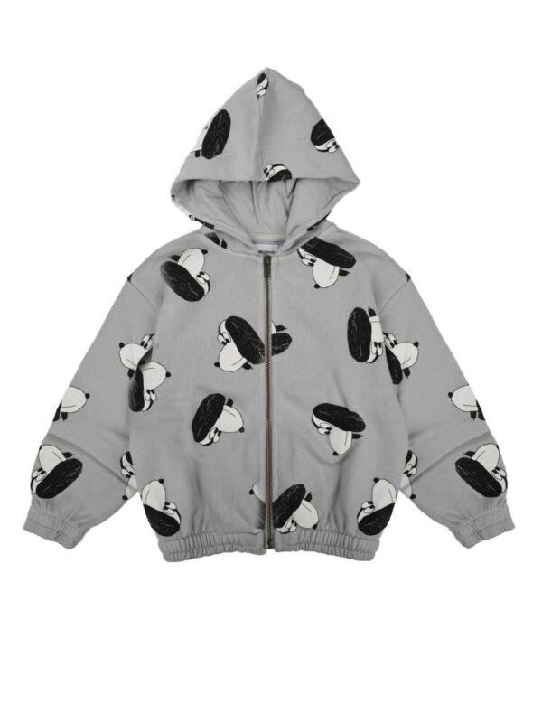 "FELPA CON ZIP E CAPPUCCO GRIGIO ""DOGGIE"""